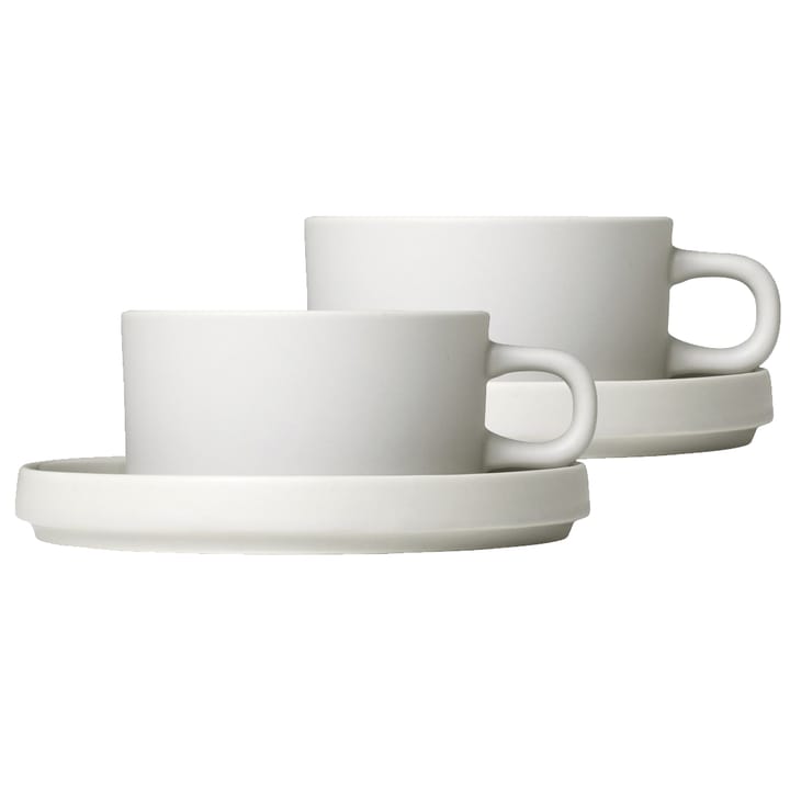 Pilar Teetasse mit Untersetzer 2er Pack - Moonbeam - blomus