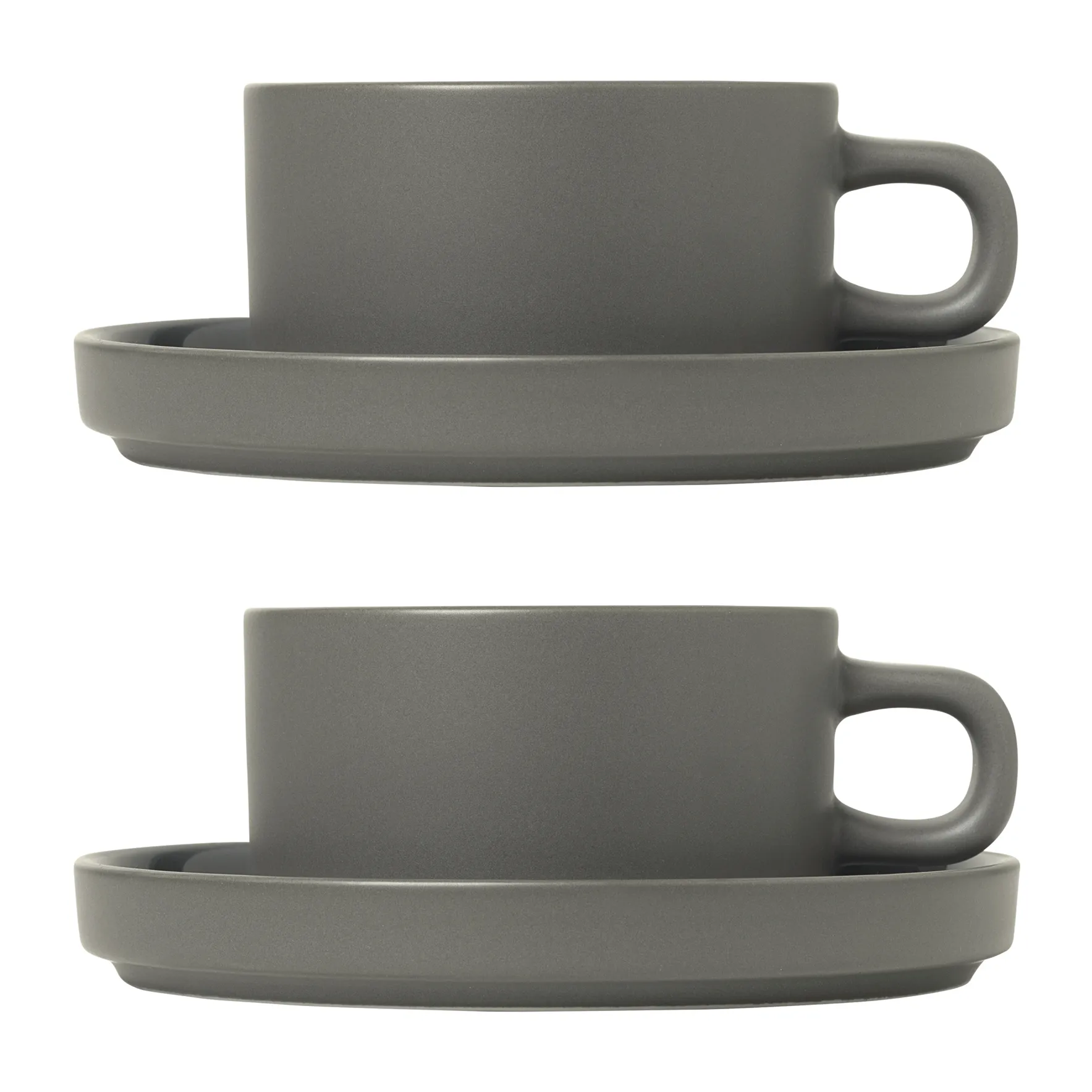 Pilar Teetasse mit Untersetzer 2er Pack, Pewter blomus