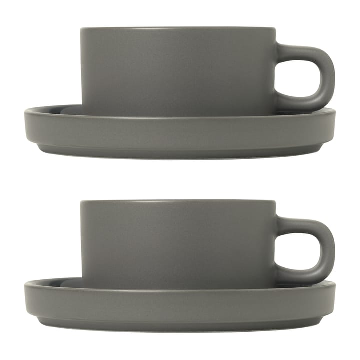 Pilar Teetasse mit Untersetzer 2er Pack - Pewter - Blomus