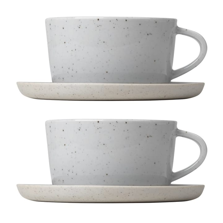 Sablo Teetasse mit Untertasse 25cl 2er Pack - Cloud - blomus