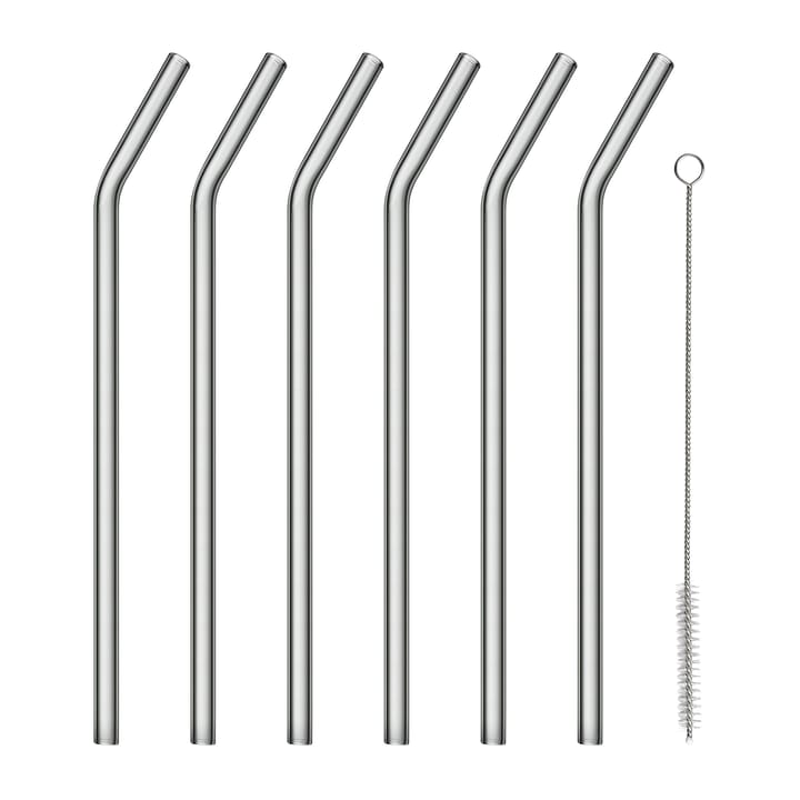 Sala Glasstrohhalm gebogen mit Bürste Ø20cm 6er Pack, Smoke Blomus