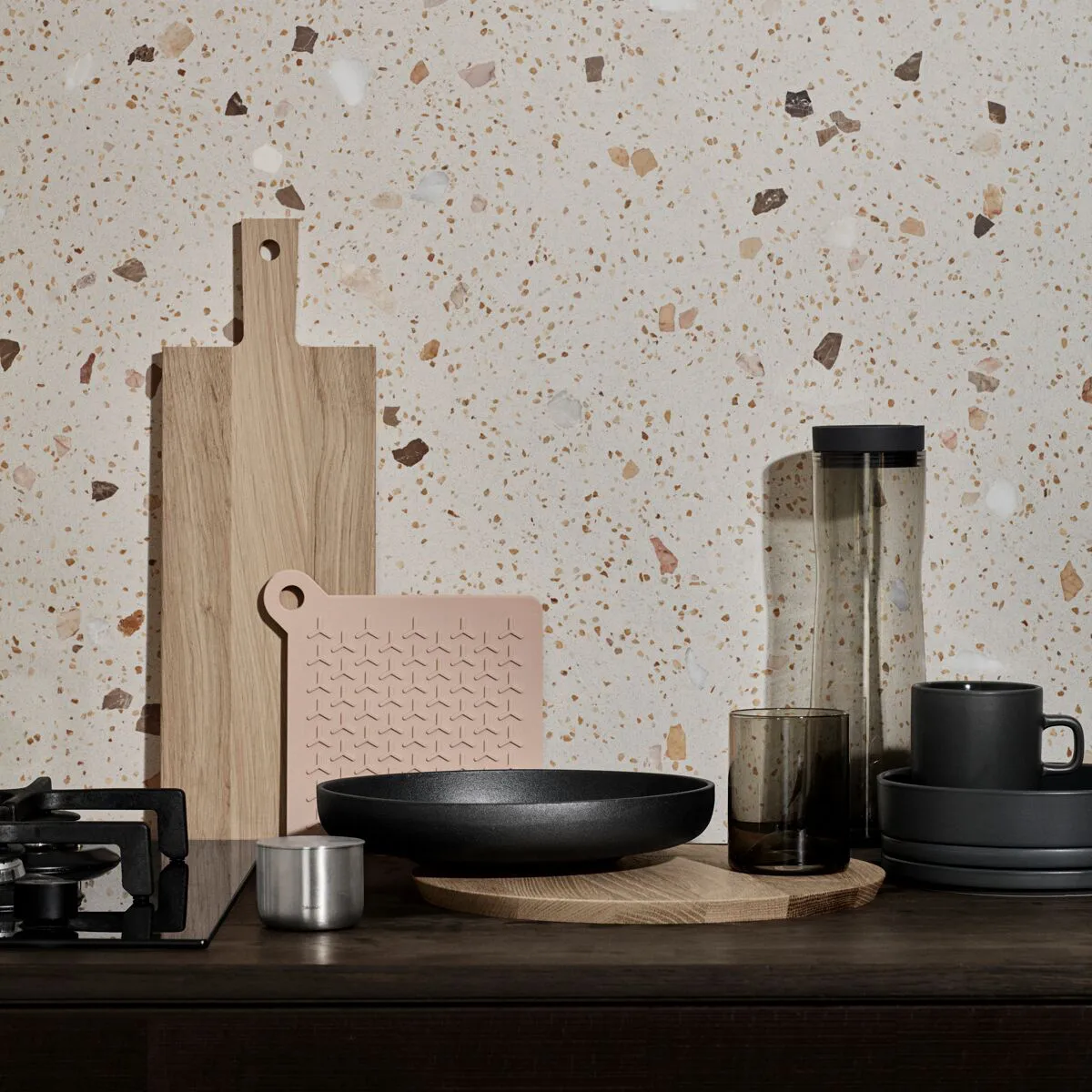 Wave Tumbler-Glas 2er Pack, Schwarz blomus