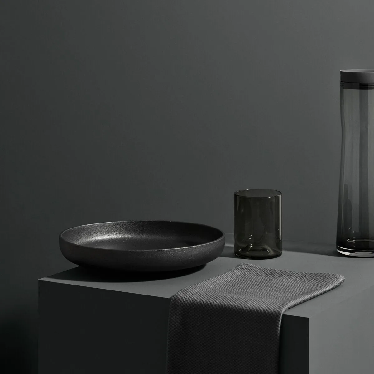 Wave Tumbler-Glas 2er Pack, Schwarz blomus