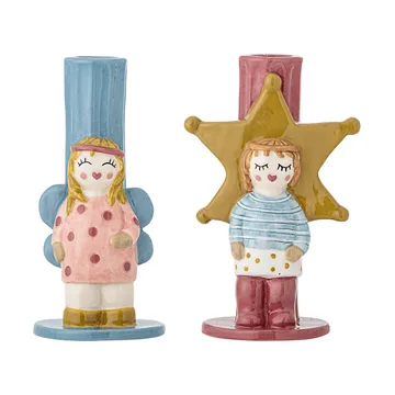 Bisby Kerzenhalter - Blau-Rosa, 2-teilig, 15 cm - Bloomingville