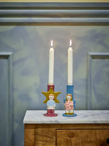 Bisby Kerzenhalter - Blau-Rosa, 2-teilig, 15 cm - Bloomingville