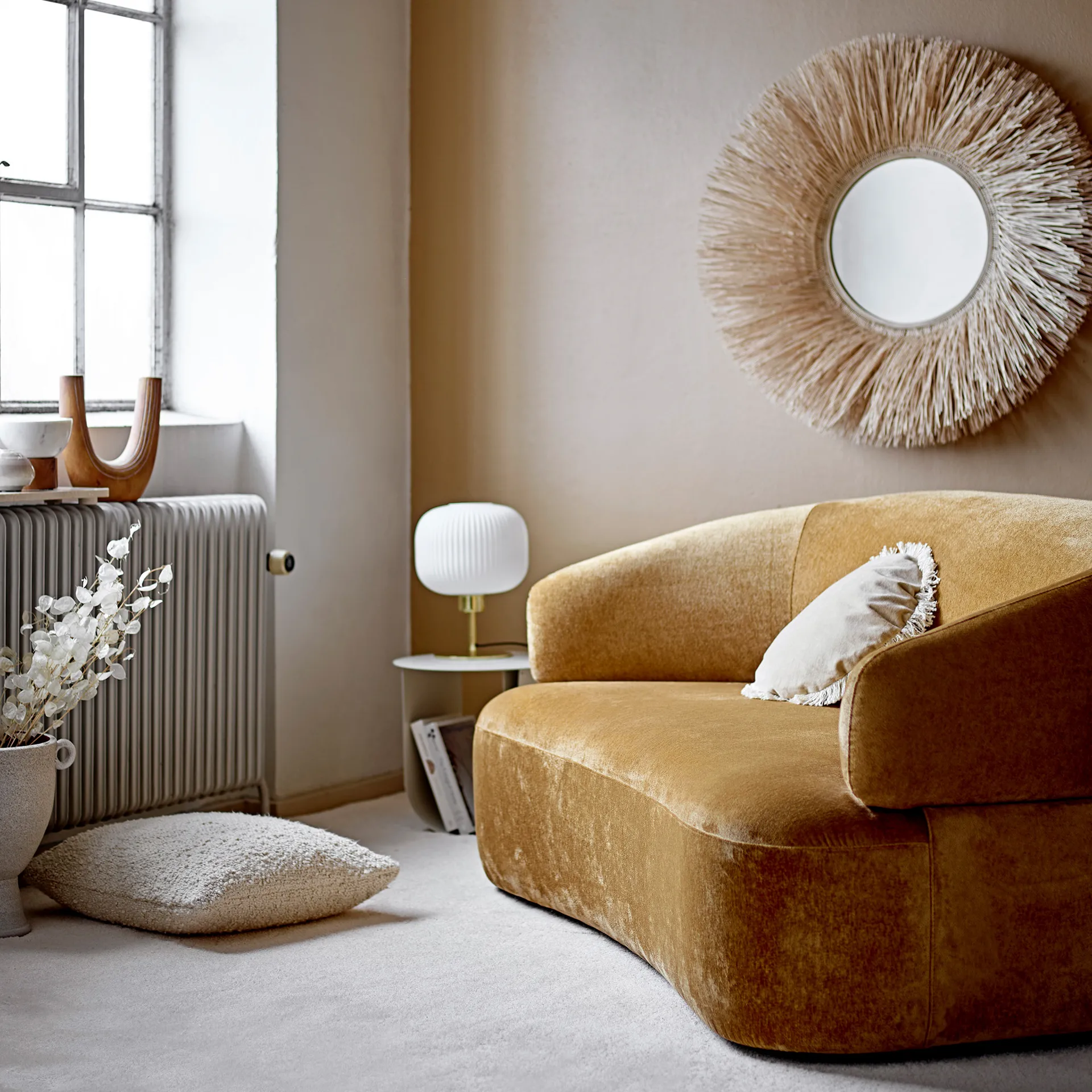 Bloomingville Kissen einfarbig 50 x 50cm, Natur Bloomingville