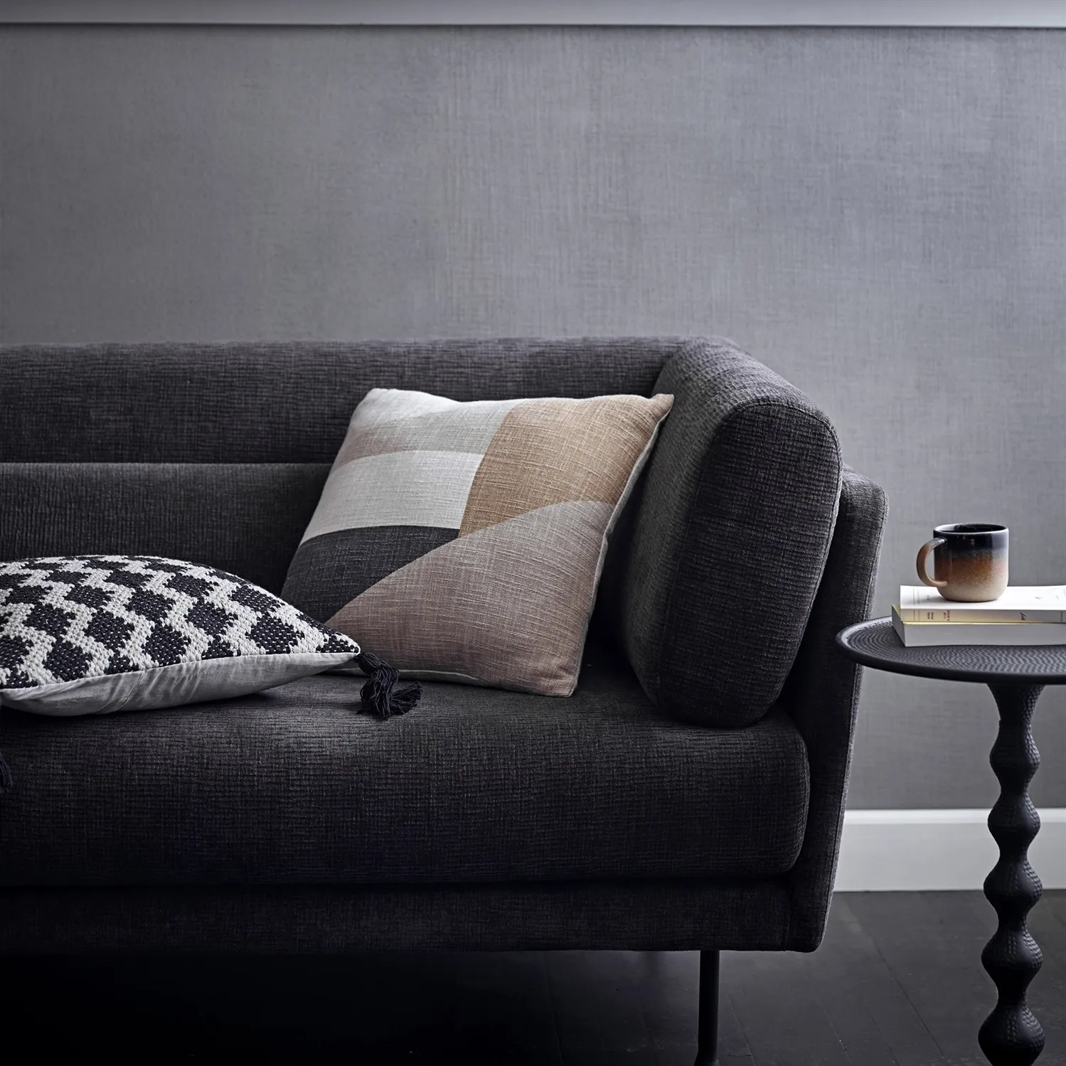 Bloomingville Kissen Grafik Design 45 x 45cm, Natur Bloomingville