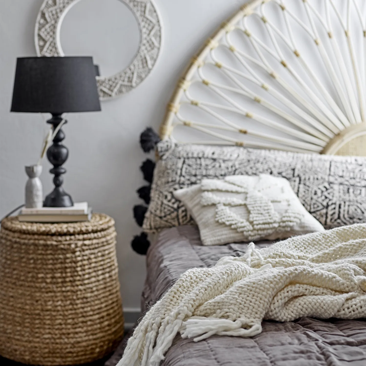 Bloomingville Kissen Struktur 40 x 40cm, Natur Bloomingville