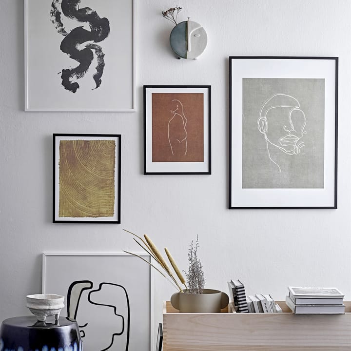 Bloomingville Poster mit Gesicht 52 x 72cm, Schwarzer Rahmen Bloomingville