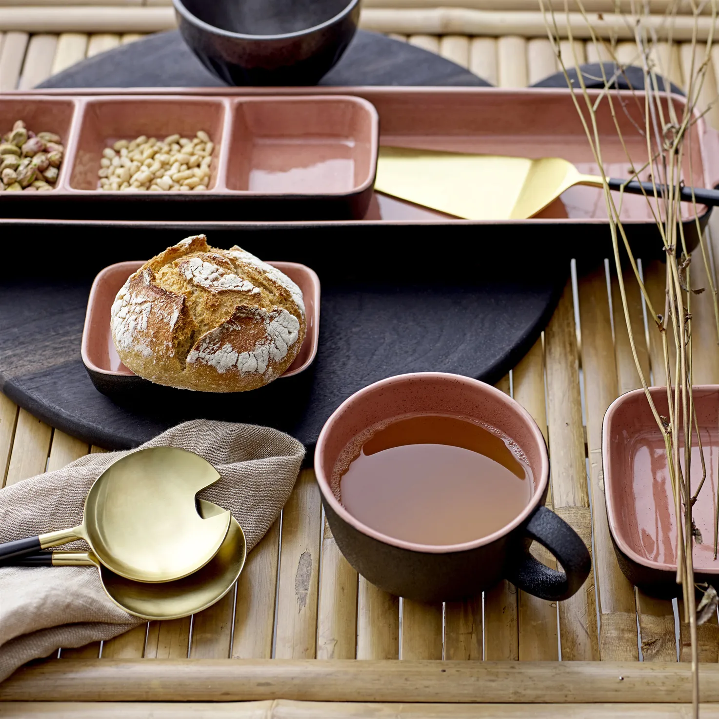 Bloomingville Salatbesteck 2 Teile, Schwarz-gold Bloomingville