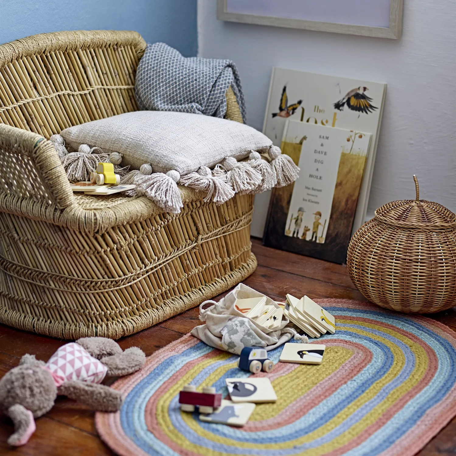 Bloomingville Teppich Regenbogen Jute, Multi Bloomingville