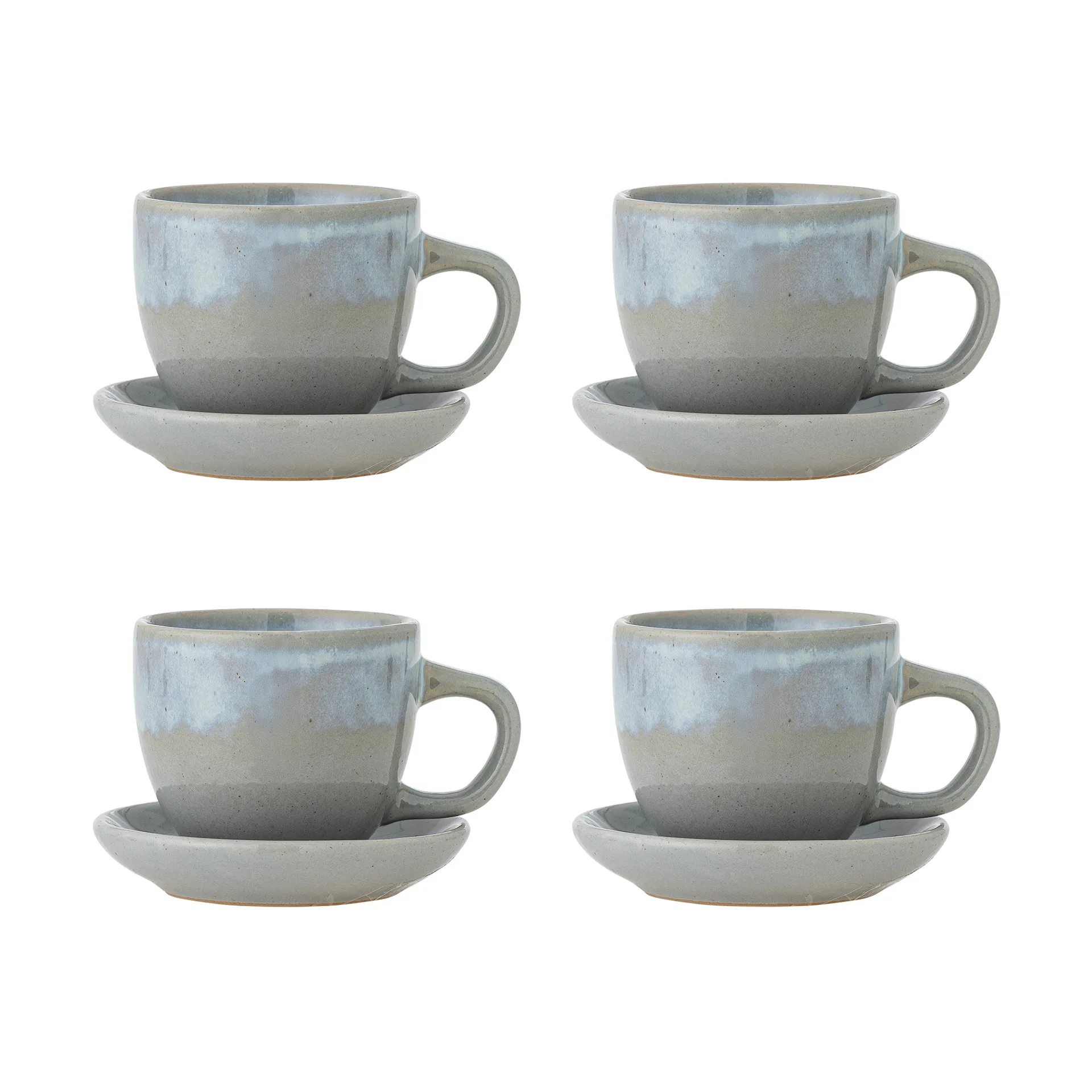 Brenta Tasse mit Untertasse 4-teilig, Blau Bloomingville