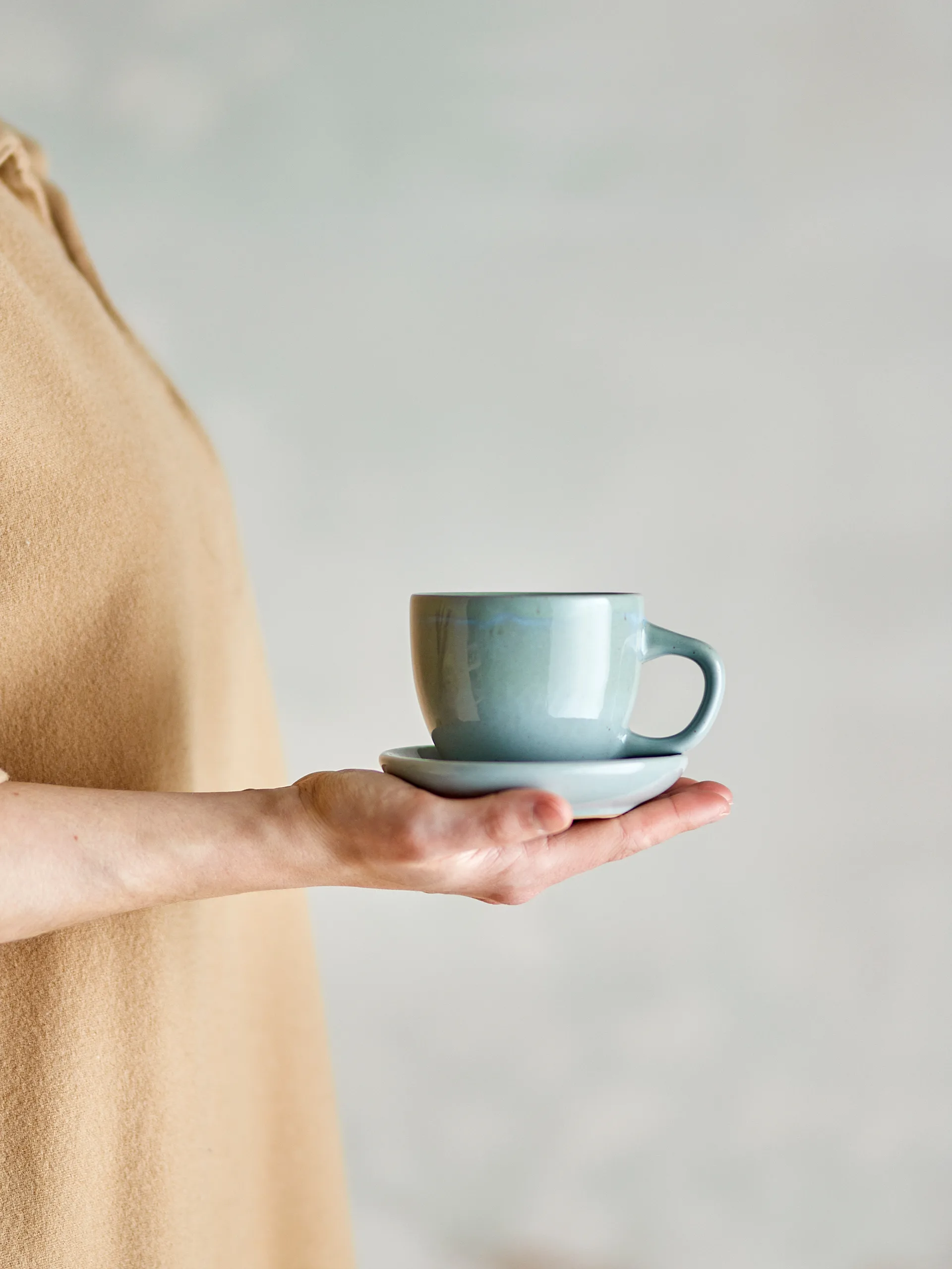 Brenta Tasse mit Untertasse 4-teilig, Blau Bloomingville