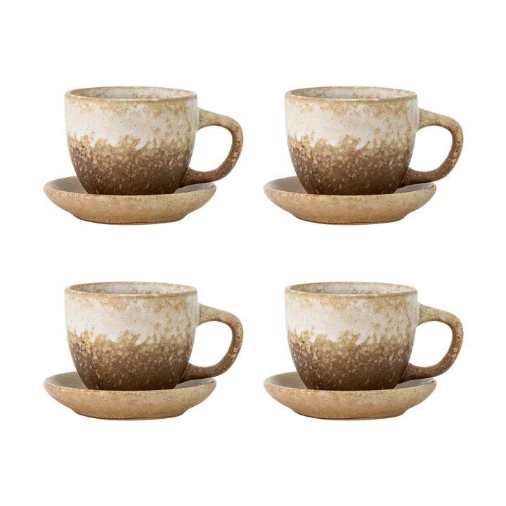 Brenta Tasse mit Untertasse 4-teilig - Natur - Bloomingville