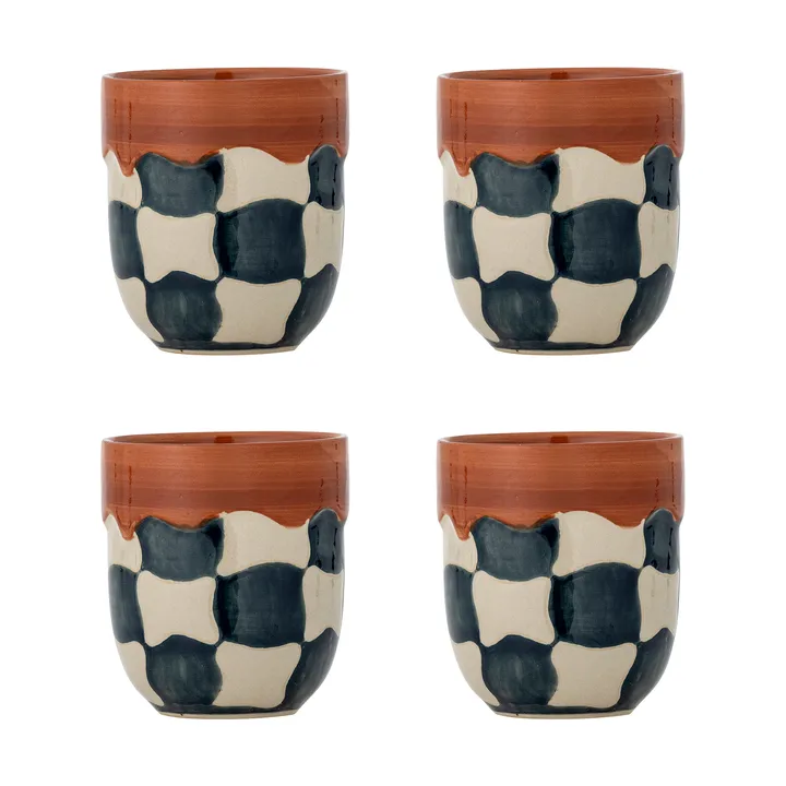 Check Tasse 4-teilig - Blau - Bloomingville
