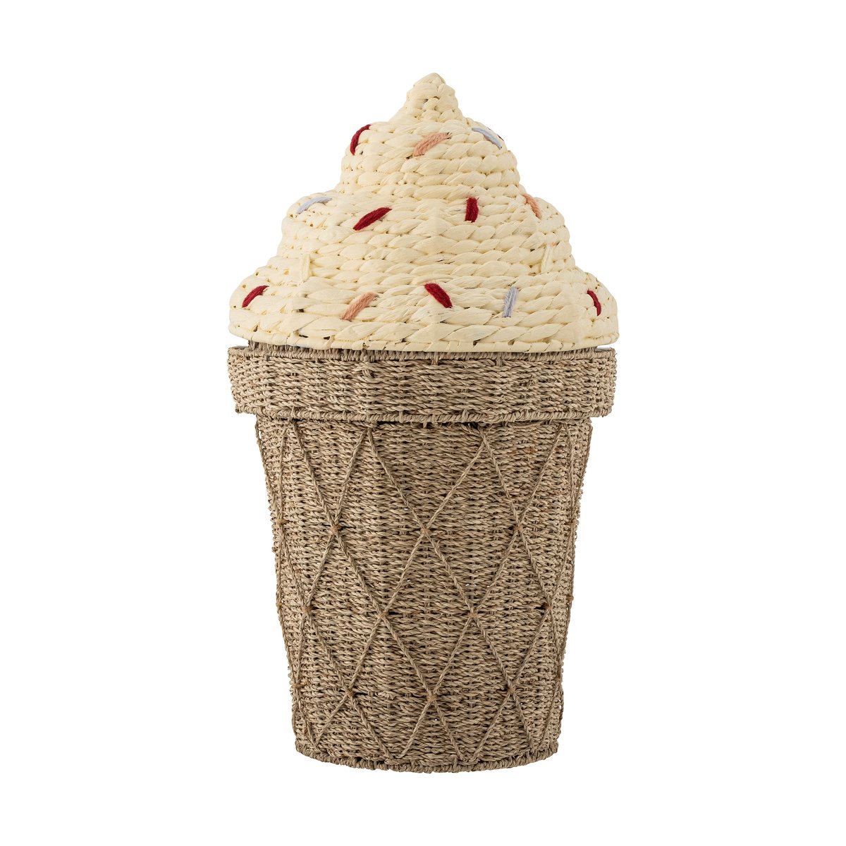 Bloomingville Cillie Verwahrungskorb mit Deckel o40 cm Nature ice cream