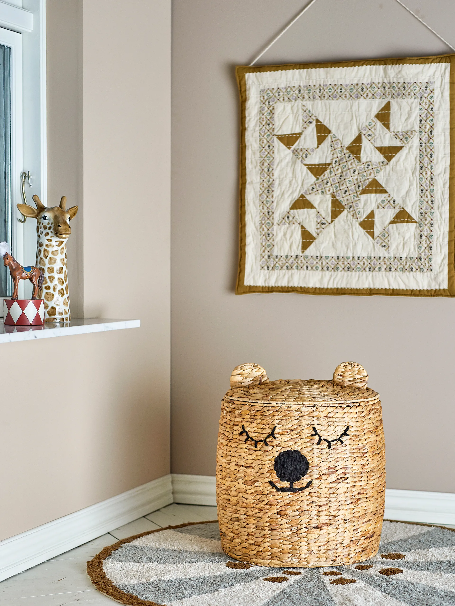 Dolma Aufbewahrungskorb mit Deckel Ø42x50 cm, Natur Bloomingville