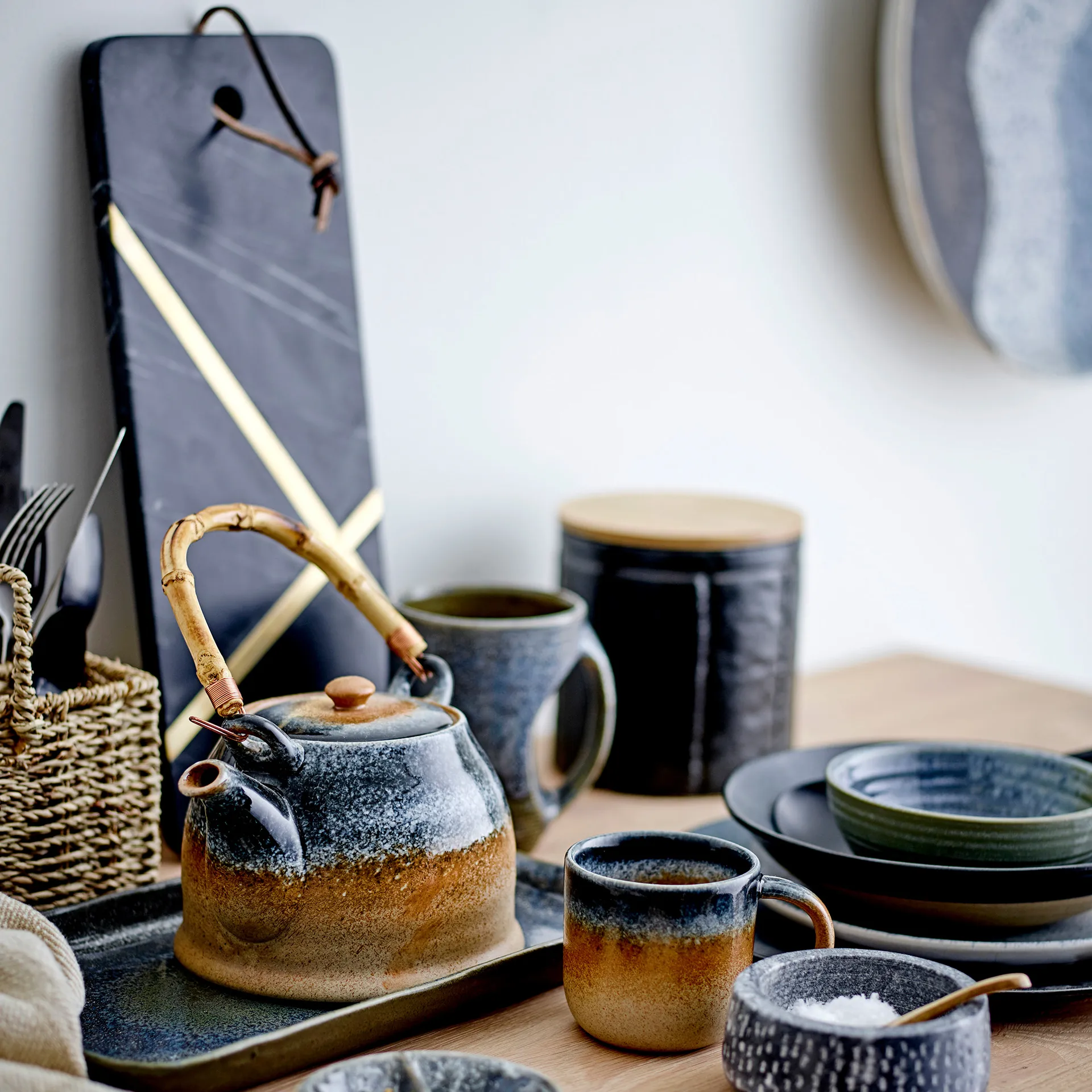 Elsi Schneidebrett Marmor 15,5 x 40,5cm, Schwarz Bloomingville