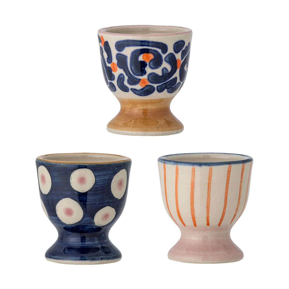 Bloomingville Eviaya Eierbecher 3-teilig Blau-multi