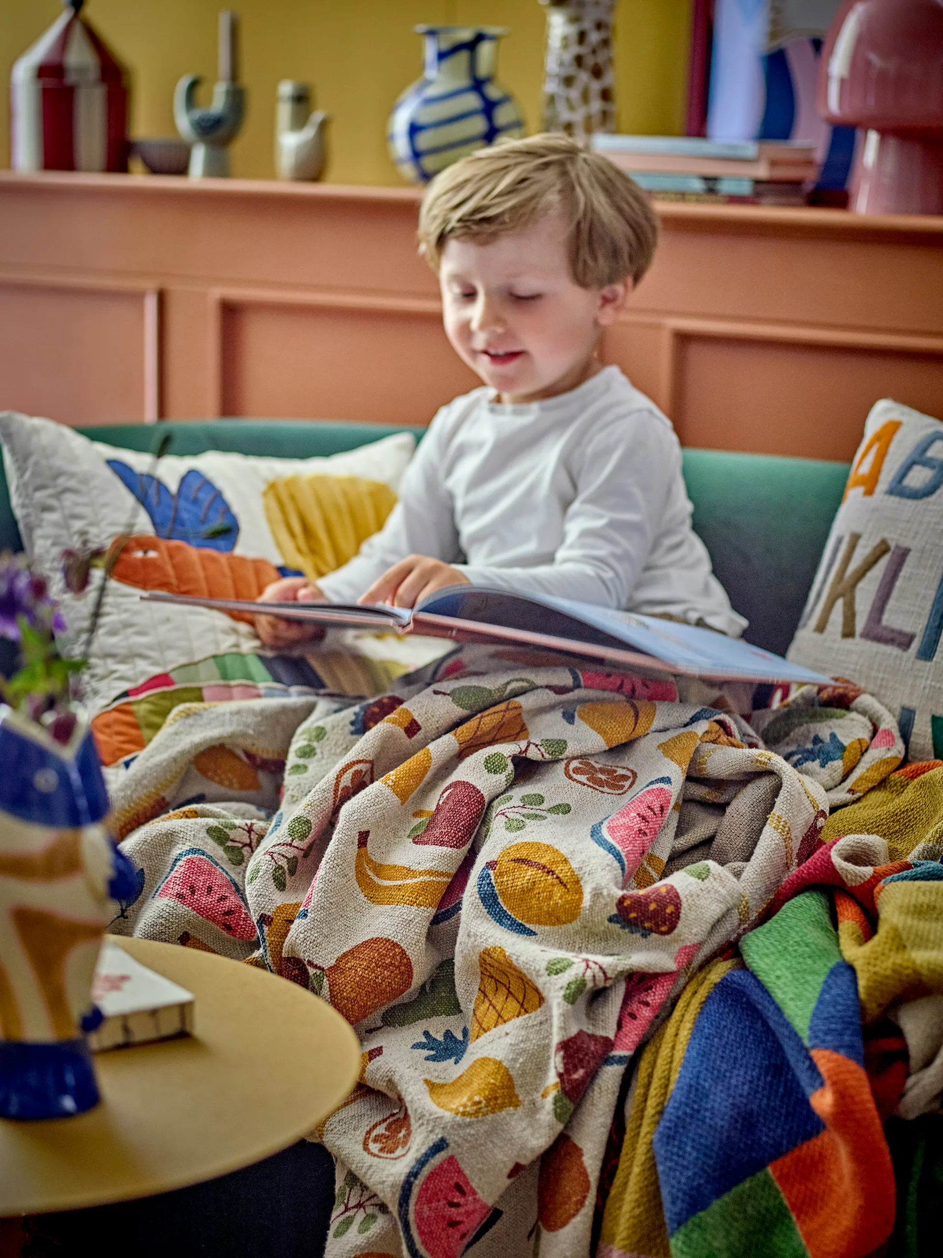 Fruitta Baumwollplaid 160x130 cm, Gelb Bloomingville