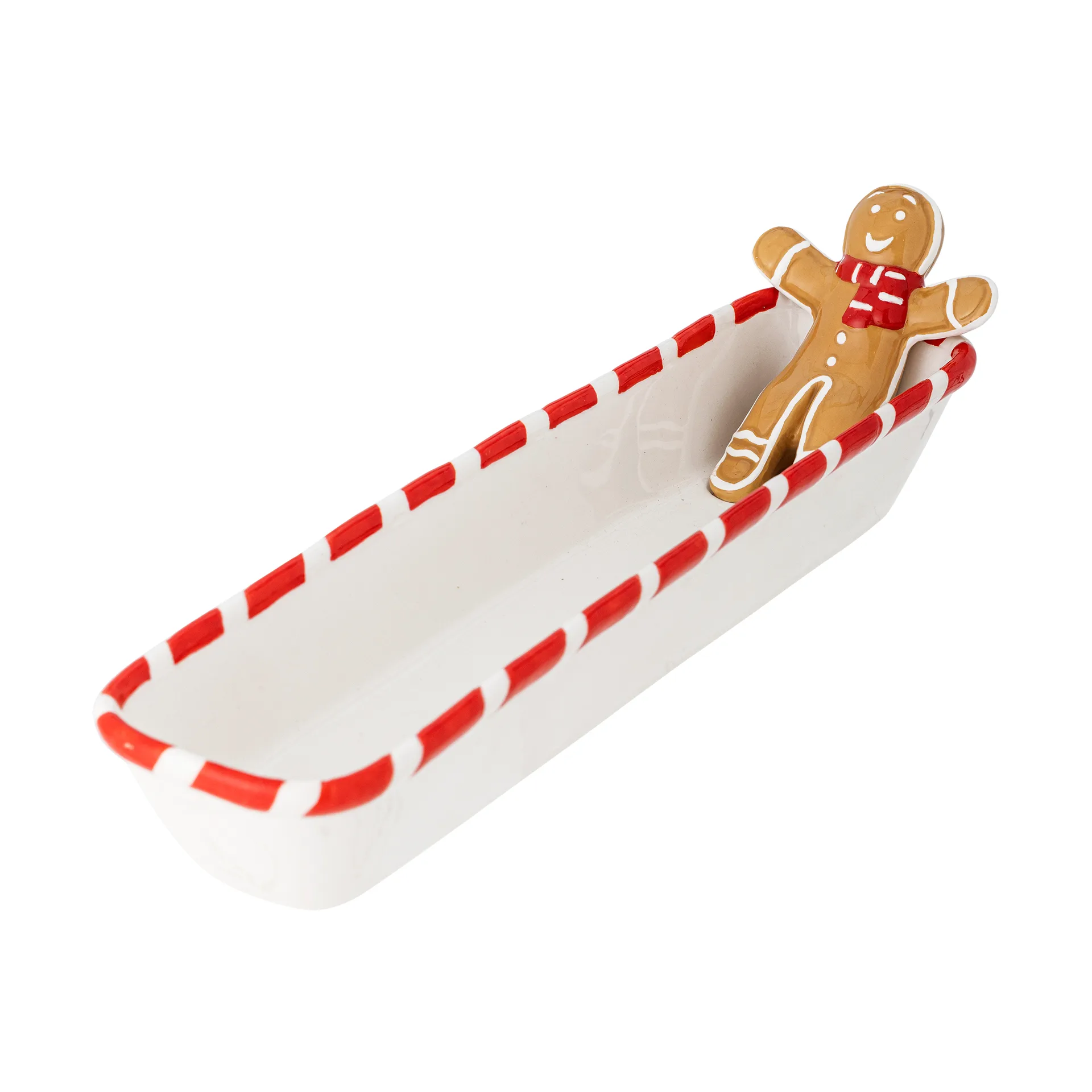 Ginnie Servierschale 36,5x12,5 cm, Weiß-braun Bloomingville