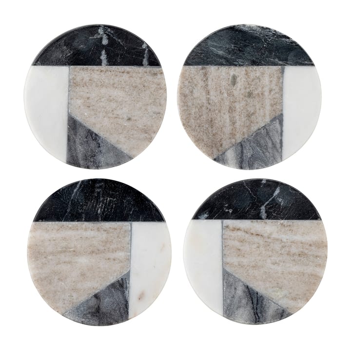 Izabella Glasuntersetzer Ø10cm 4er Pack - Grauer Marmor - Bloomingville