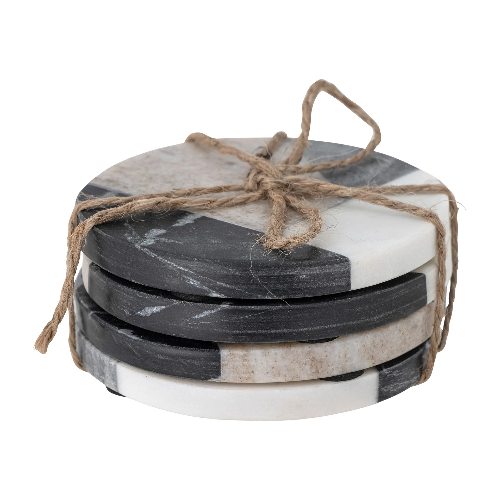 Izabella Glasuntersetzer Ø10cm 4er Pack, Grauer Marmor Bloomingville