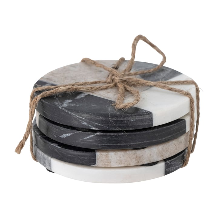 Izabella Glasuntersetzer Ø10cm 4er Pack - Grauer Marmor - Bloomingville