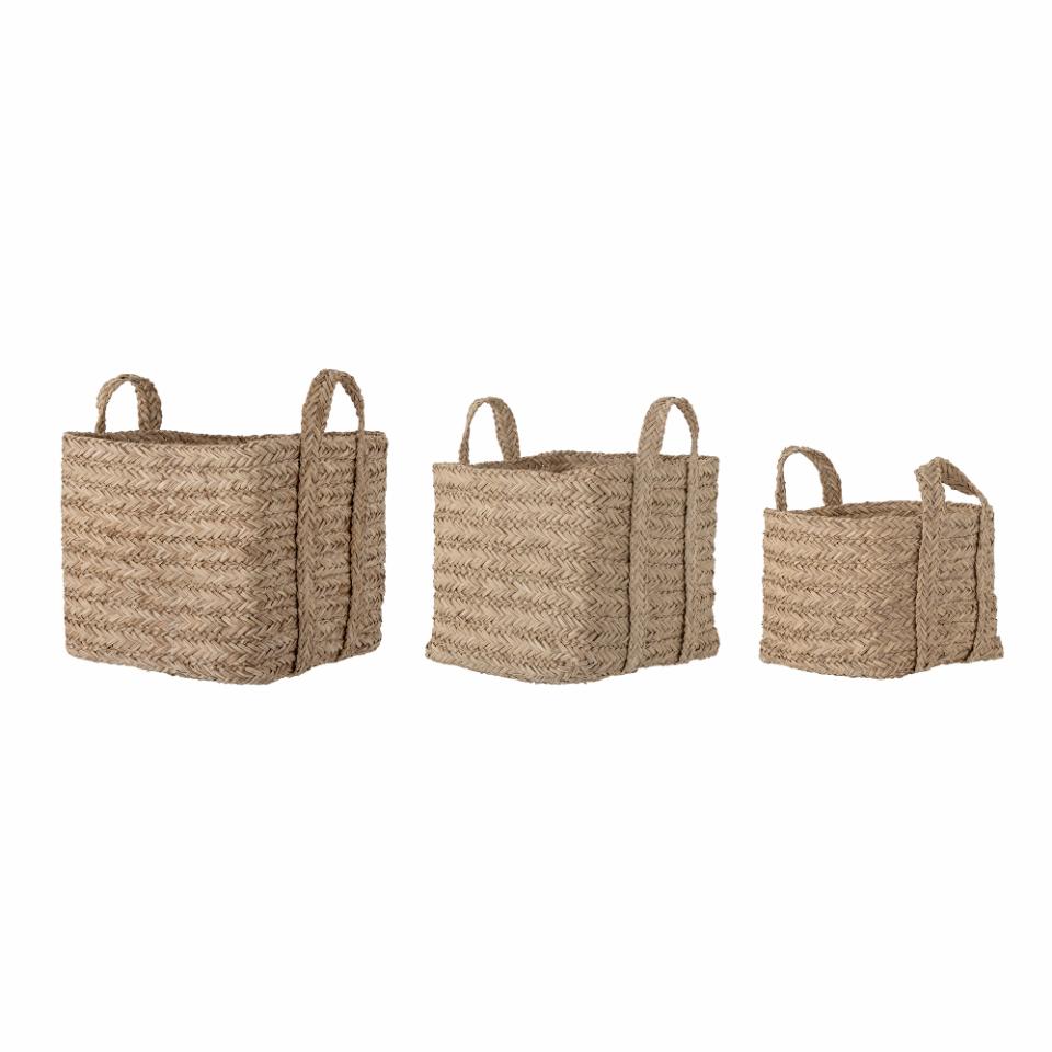 Bloomingville Kayes Korb 3er-Pack Braun | Skandinavisches Design | Aufbewahrungskörbe | Beige