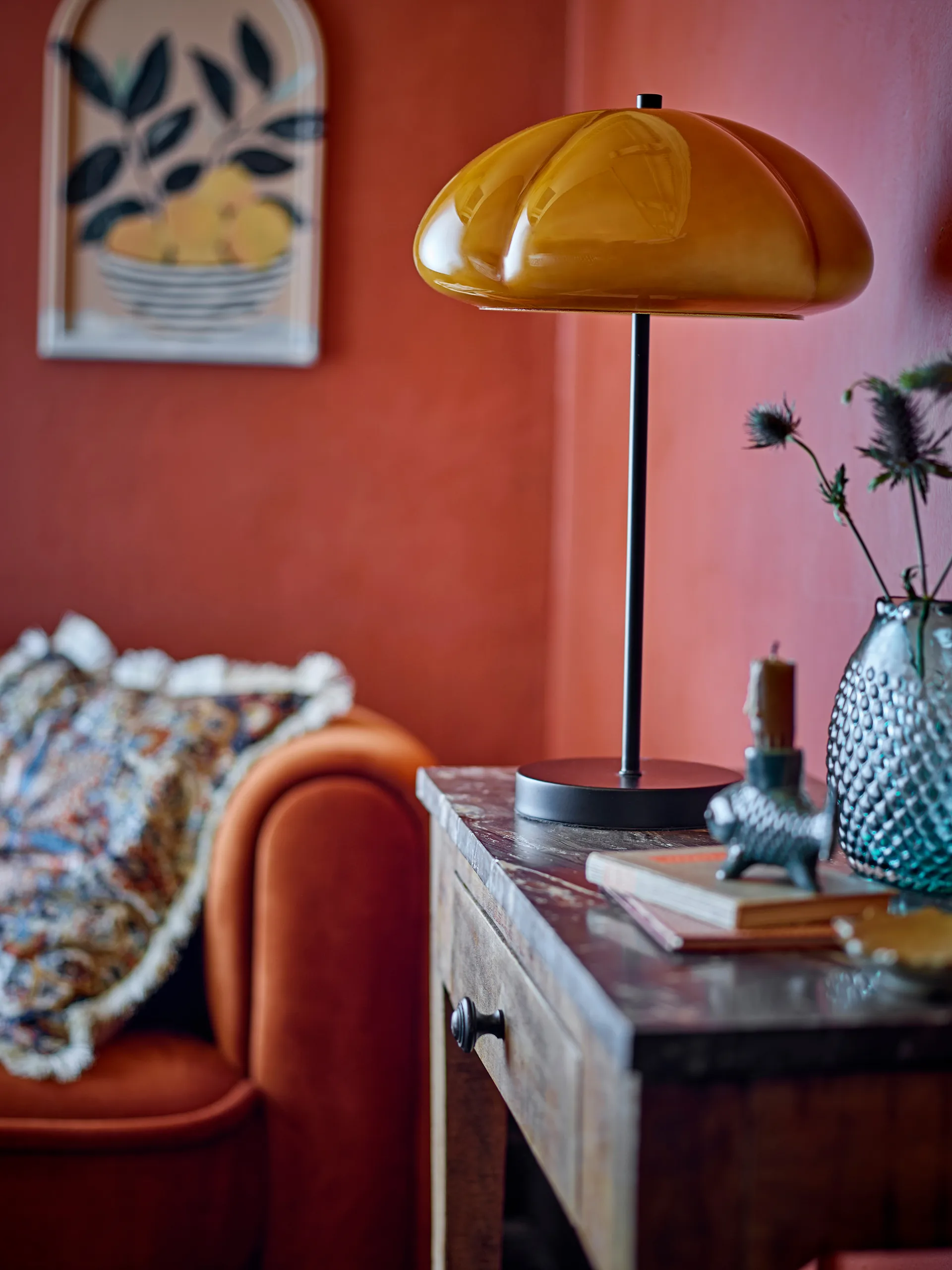 Kinoko Tischleuchte Ø30 cm, Gelb Bloomingville