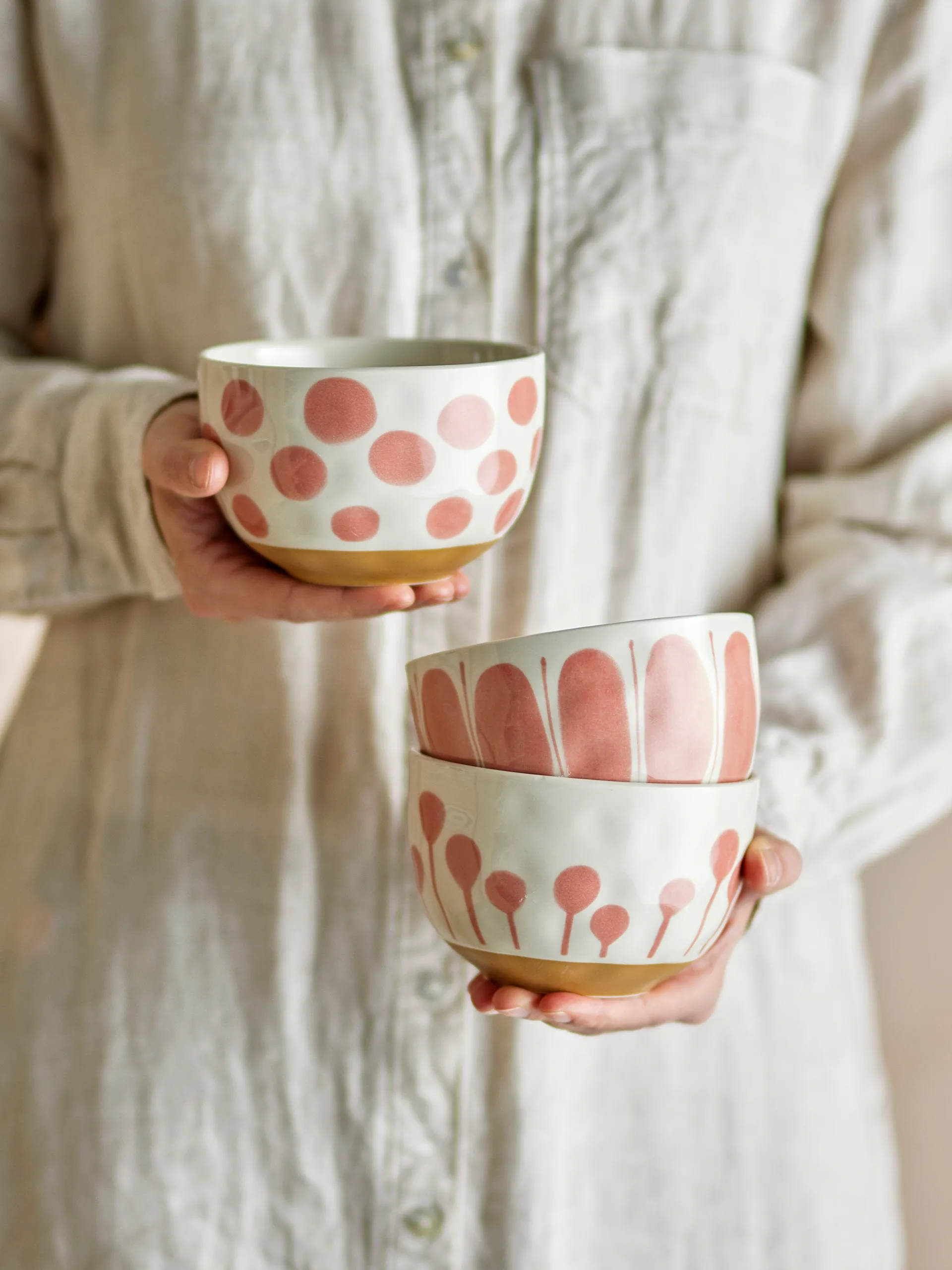 Linora Schale 58 cl 3-teilig, Rose Bloomingville