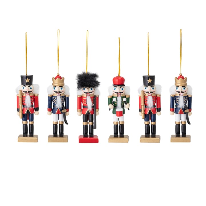 Mahi Ornament Nussknacker Weihnachtsanhänger 6er Pack, Multi Bloomingville