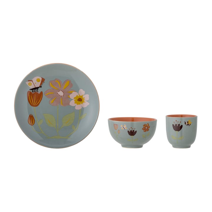 Meadow Kindergeschirr Steingut 3 Teile, Blumen Bloomingville
