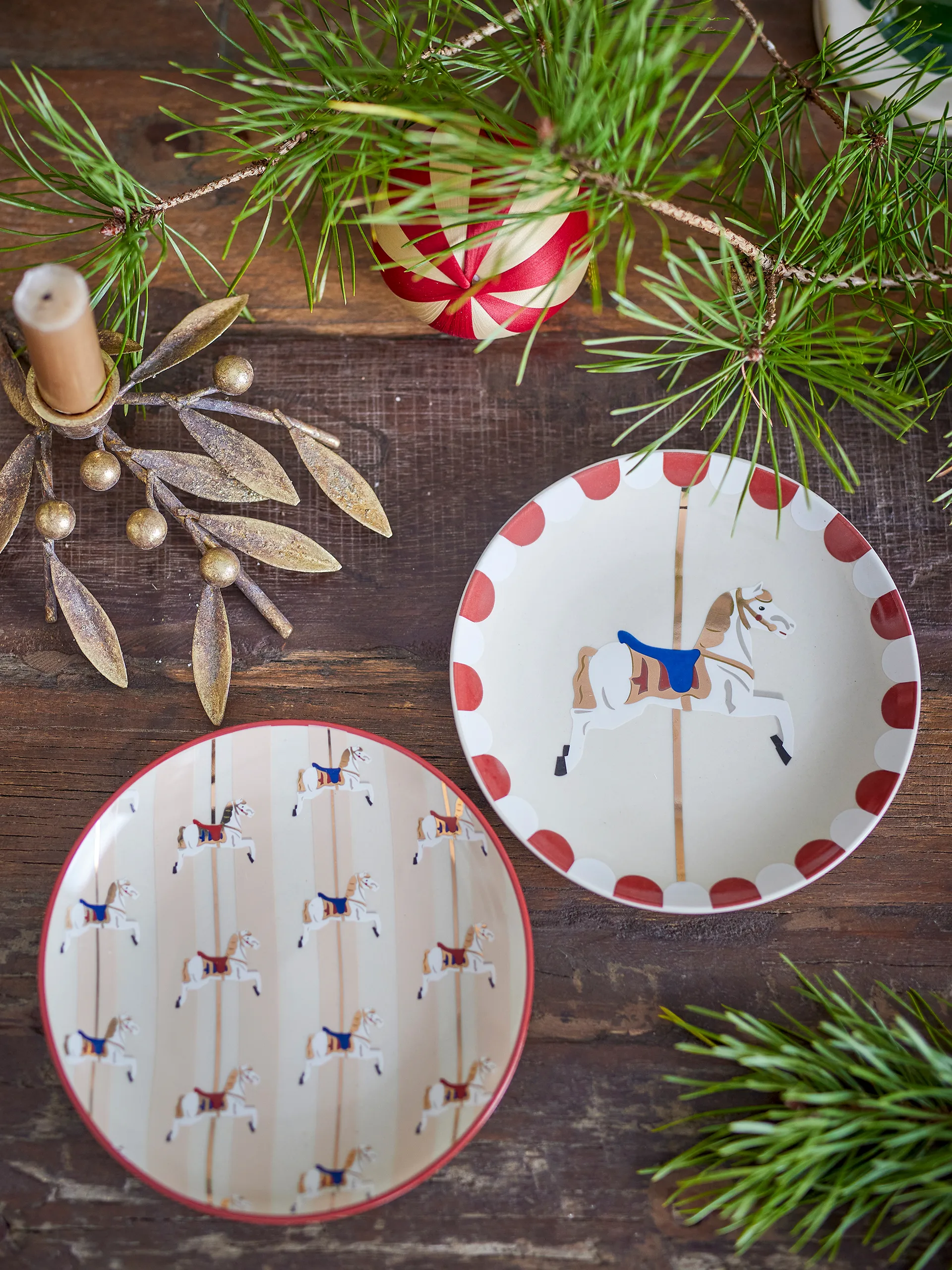 Merry-go-round Teller Ø16 cm 2-teilig, Beige-rot Bloomingville