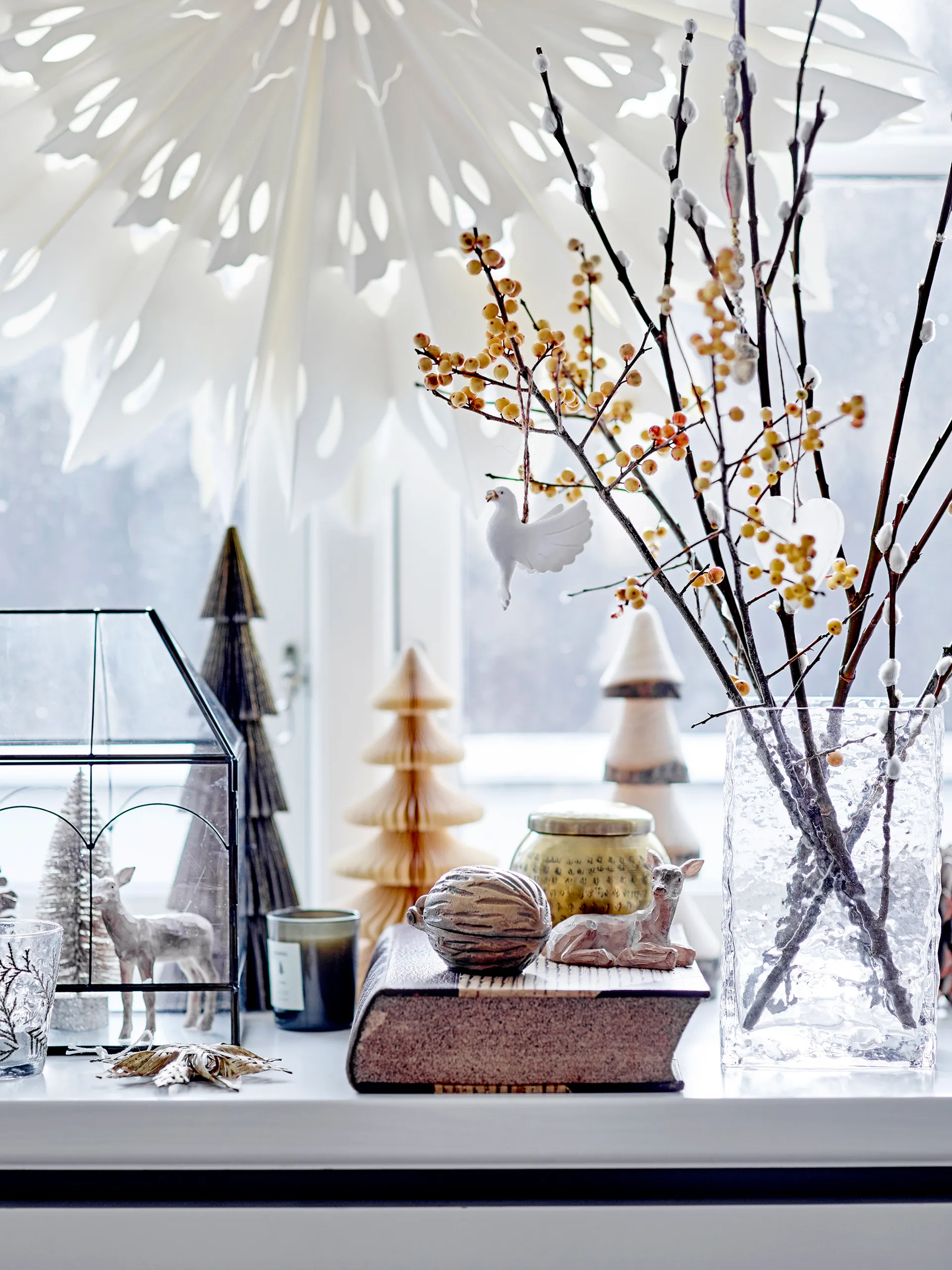 Milan Dekoration Weihnachtsbaum 2er Pack 22,5cm, Green Bloomingville