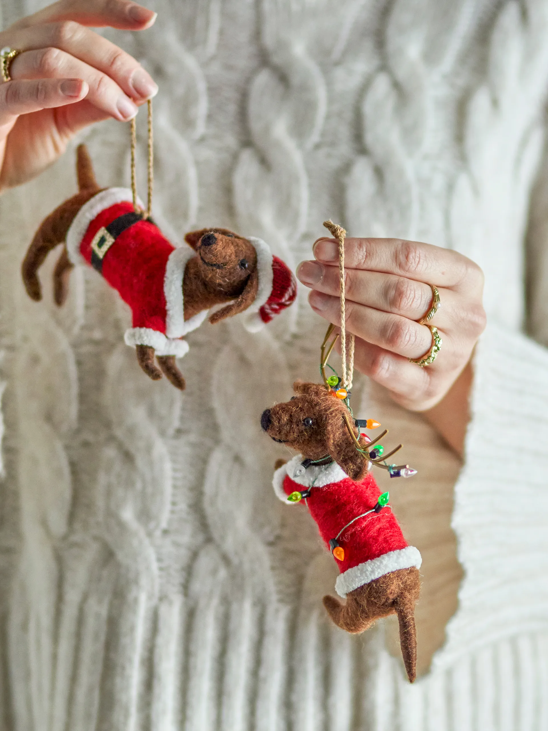 Monty Weihnachtsanhänger, Braun-Rot, 2 Teile Bloomingville