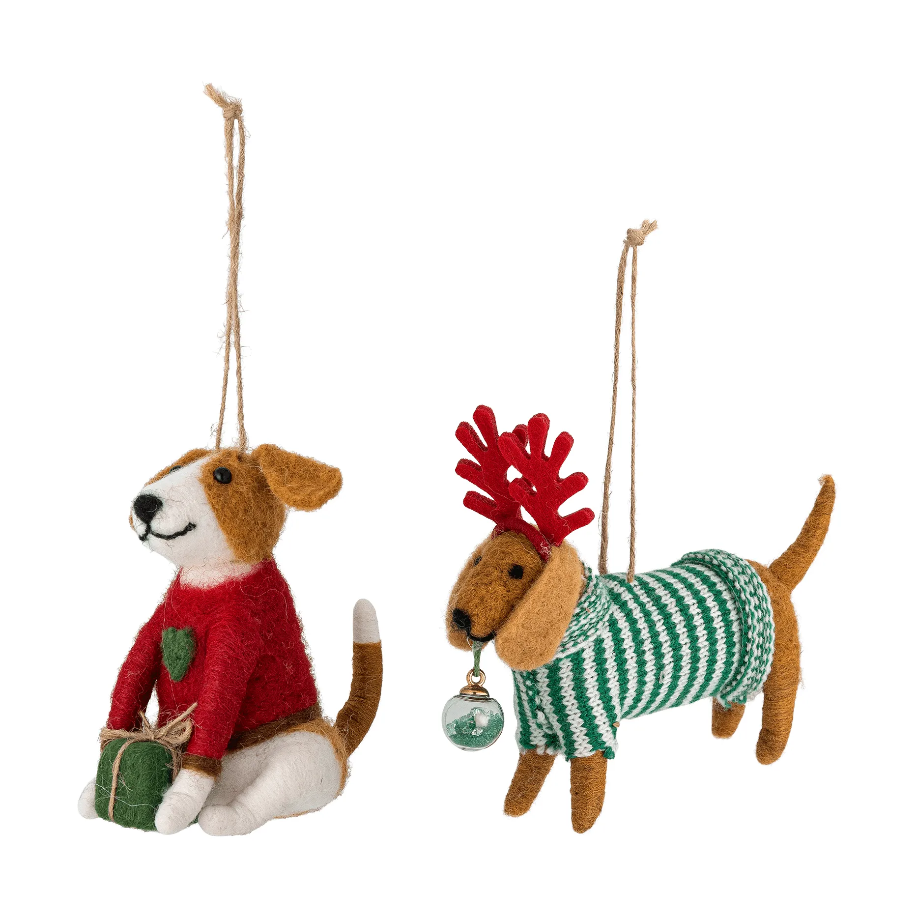 Monty Weihnachtsanhänger, Rot-Grün, 2-teilig, 12 cm Bloomingville