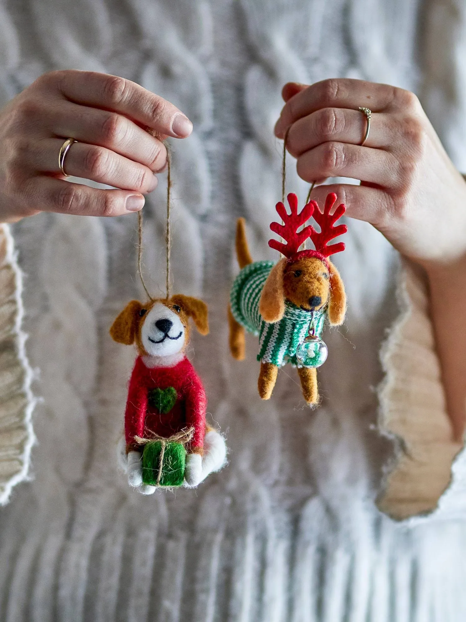 Monty Weihnachtsanhänger, Rot-Grün, 2-teilig, 12 cm Bloomingville