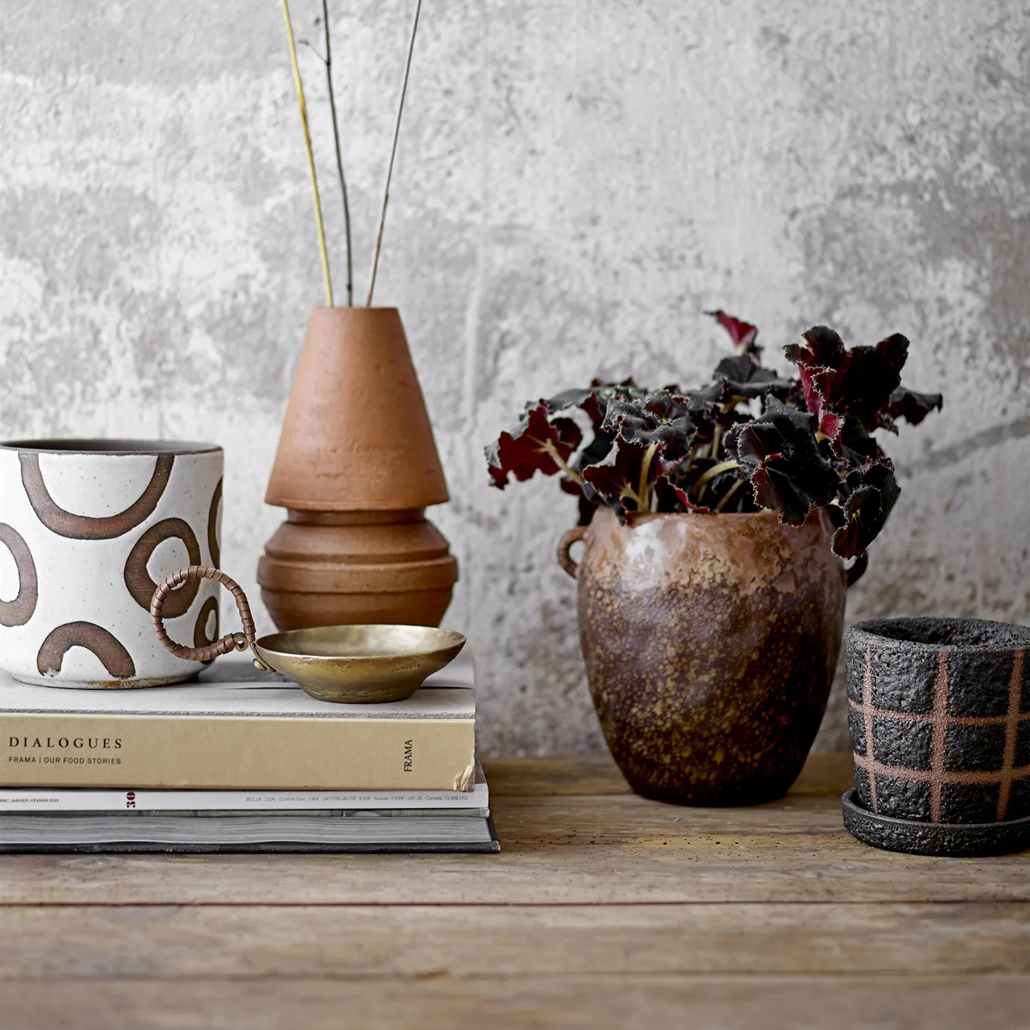 Nenne Blumentopf mit Henkel Ø16cm, Braun Bloomingville