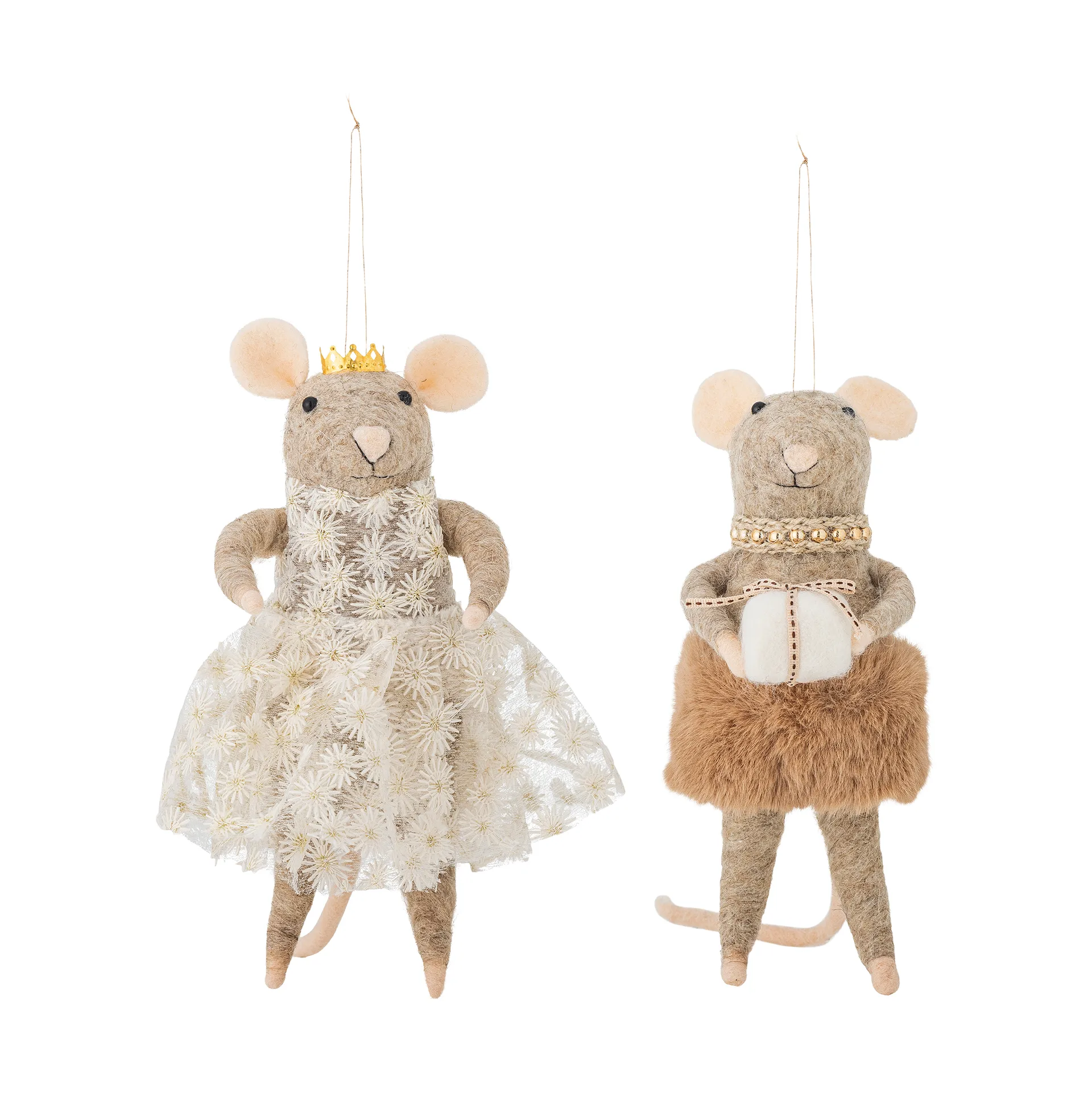 Peo Weihnachtsbaumanhänger Wolle 2 Teile, Braun, hoch Bloomingville