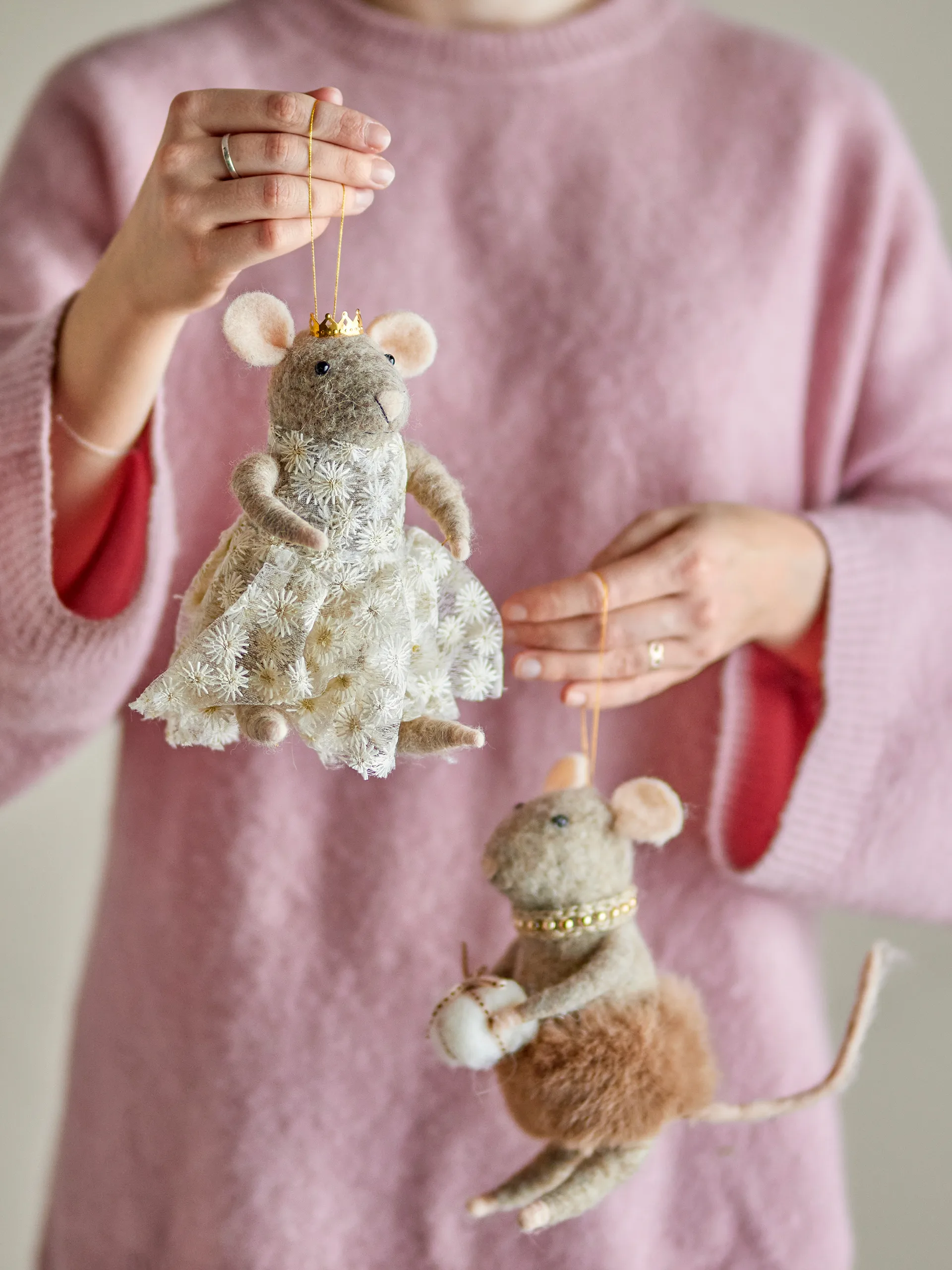 Peo Weihnachtsbaumanhänger Wolle 2 Teile, Braun, hoch Bloomingville