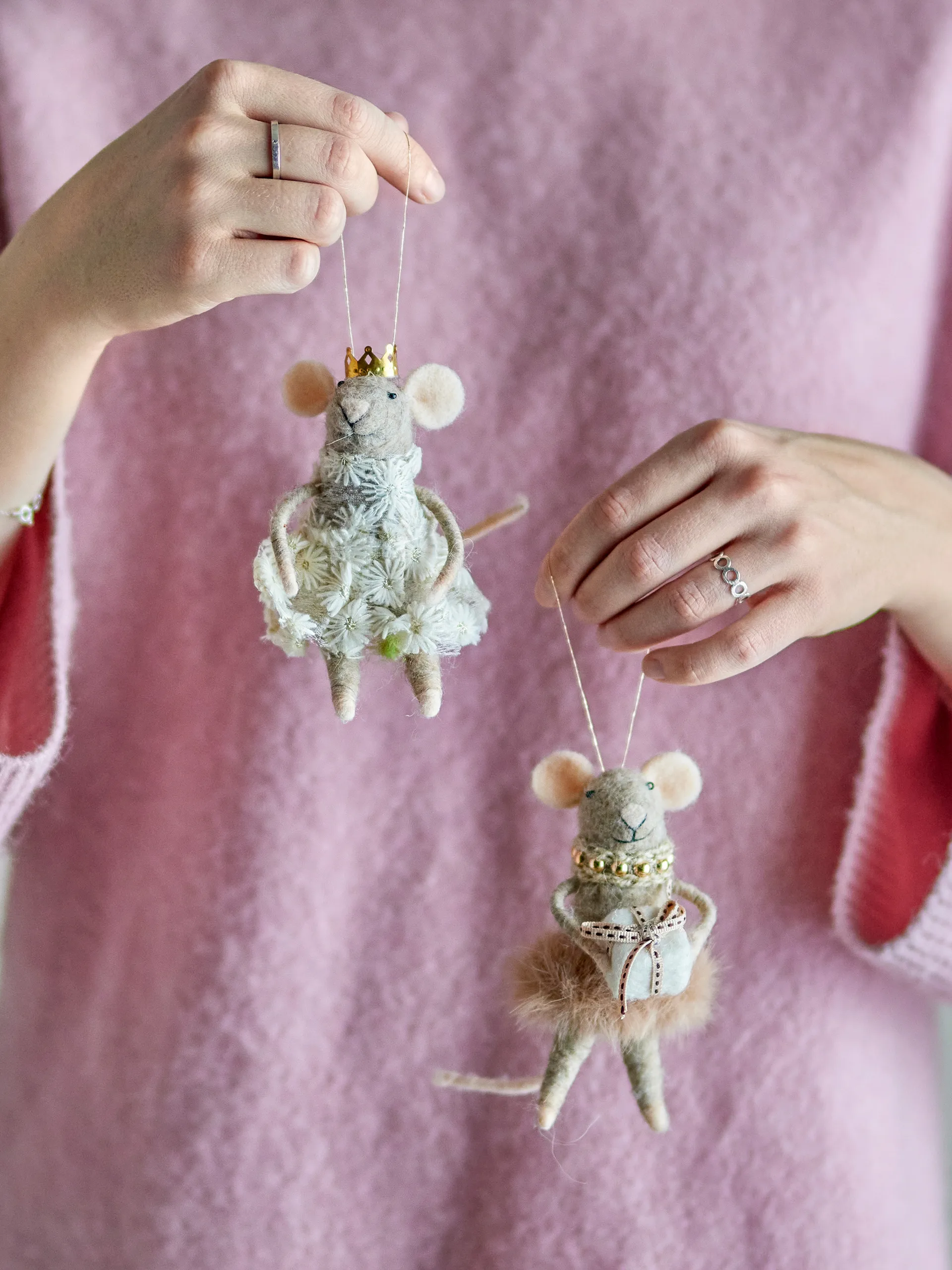 Peo Weihnachtsbaumanhänger Wolle 2 Teile, Braun Bloomingville