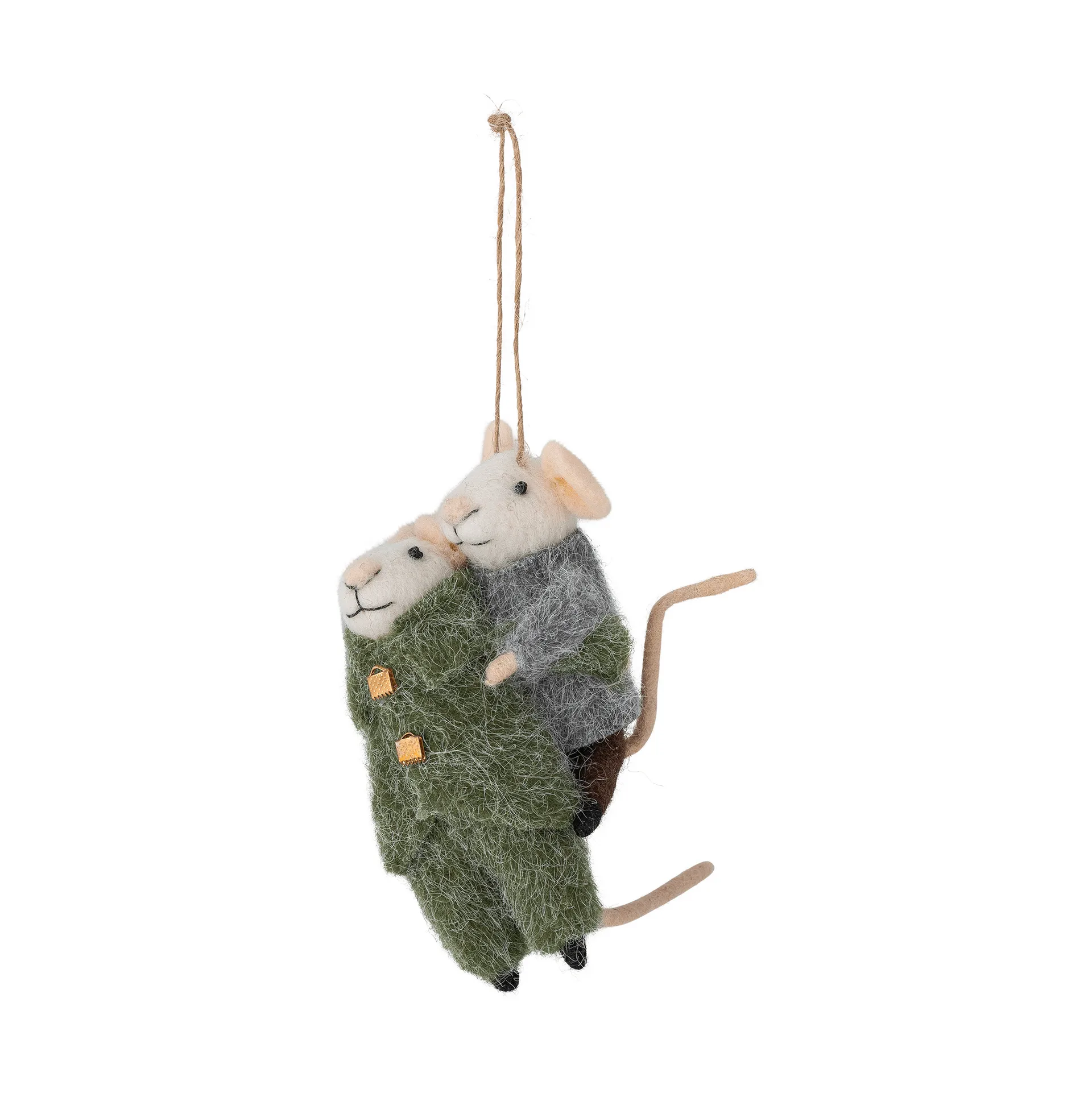 Peo Weihnachtsbaumanhänger Wolle 2 Teile, Grün-Grau, 11 cm Bloomingville