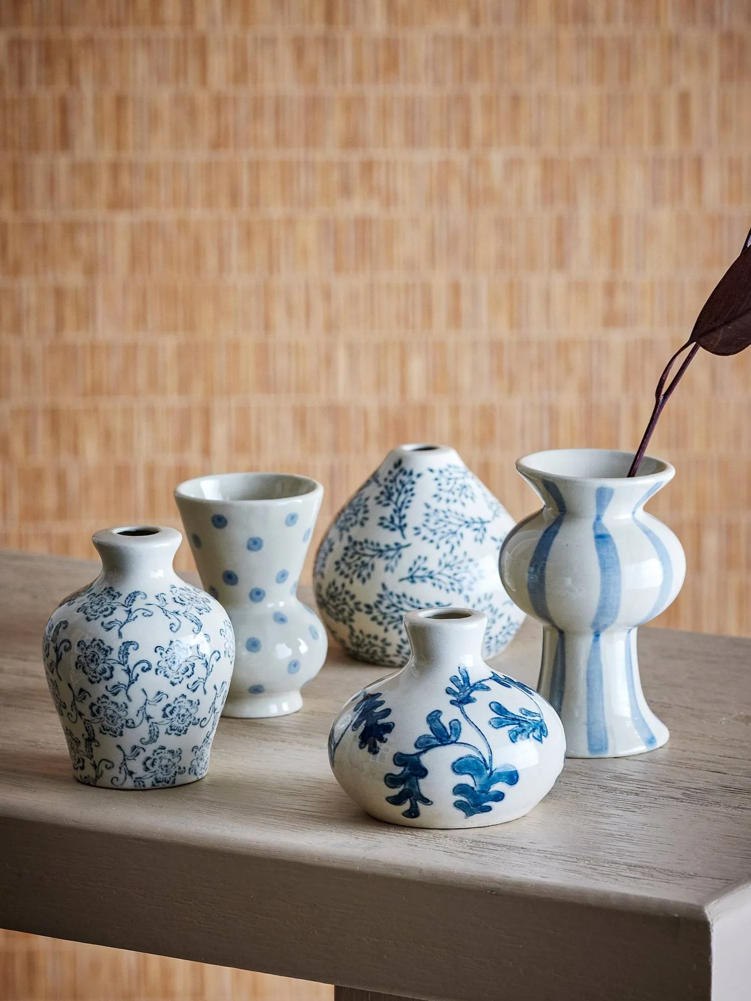 Quinto Vase, Blaues Steinzeug, 5-teilig Bloomingville