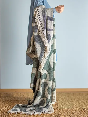 Salobre Plaid Baumwolle 160x130 cm - Schwarz - Bloomingville