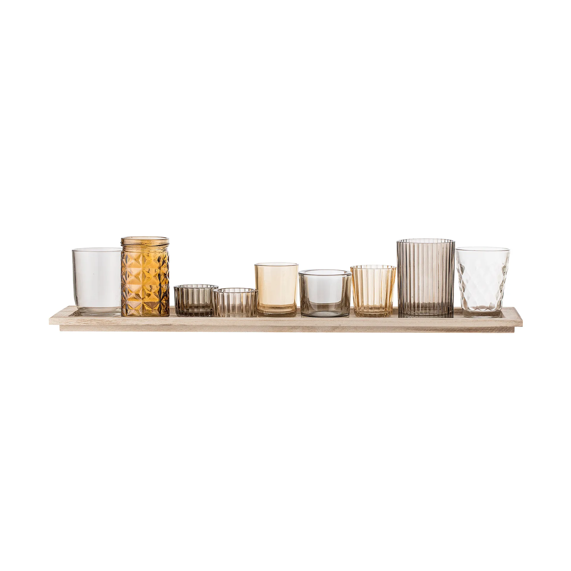 Sanga Tablett mit Teelichthaltern 10 Teile, Braun Bloomingville