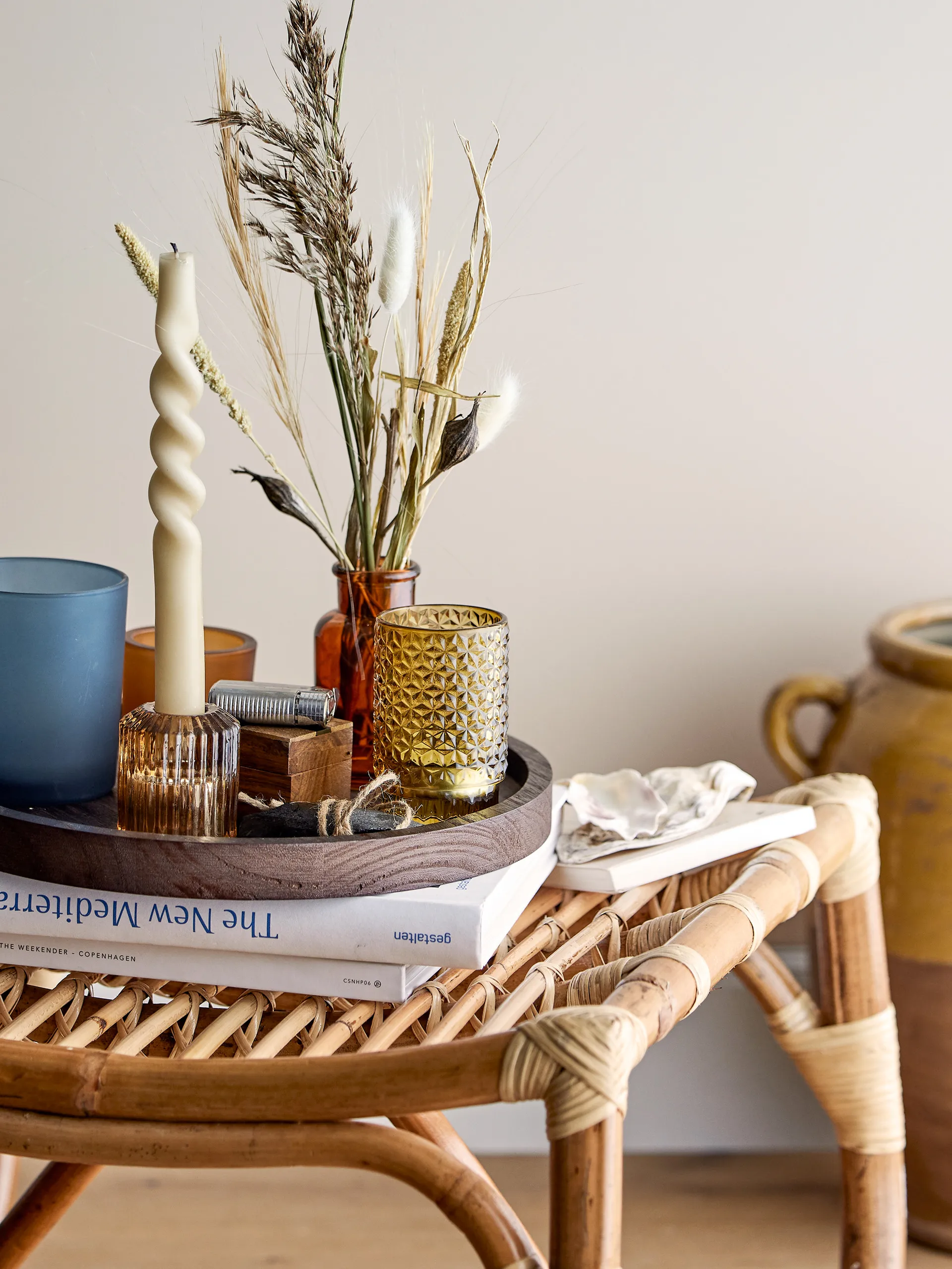 Sanga Tablett mit Windlicht 5 Teile, Braun-multi Bloomingville