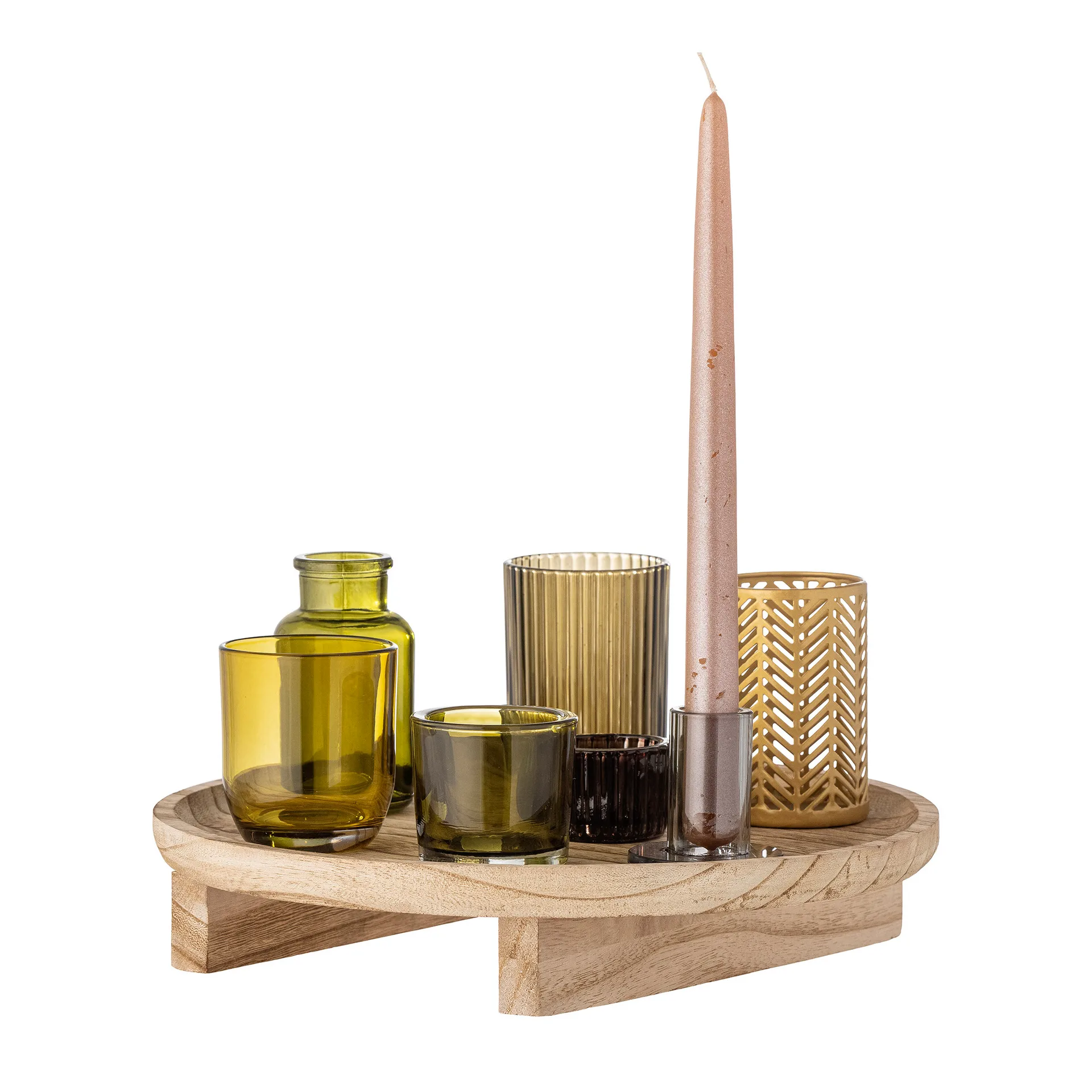 Sanga Tablett mit Windlicht 8 Teile, Natur-multi Bloomingville