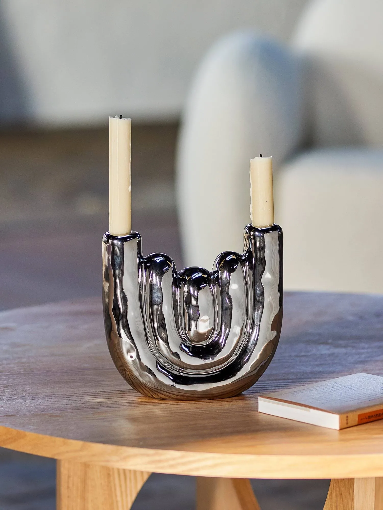 Shine Kerzenhalter, Silber, 18,5x17,5 cm Bloomingville