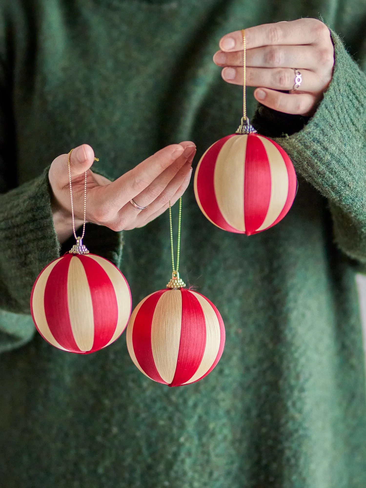 Wynn Weihnachtskugel, Rot, 3er-Pack, Ø8 cm Bloomingville